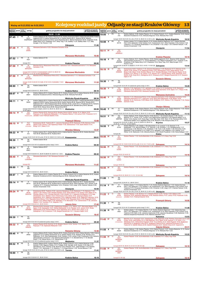 Nowy rozkład jazdy PKP. Sprawdź godziny odjazdów ze stacji Kraków Główny