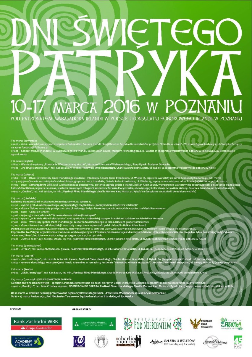 Dni Świętego Patryka w Poznaniu: Koncerty, filmy i wydarzenia [PROGRAM]