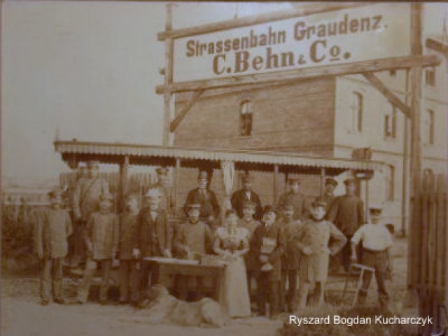 Stacja tramwajowa w Grudziądzu w roku 1898.