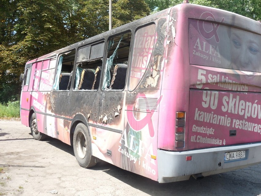 Pożar autobusów w Grudziądzu