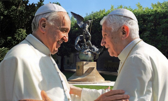 Dwóch papieży: papież Franciszek i emerytowany papież Benedykt XVI