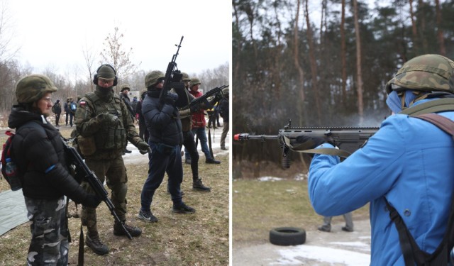 Szkolenie cywili w koszarach 16 Brygady Powietrznodesantowej w Krakowie