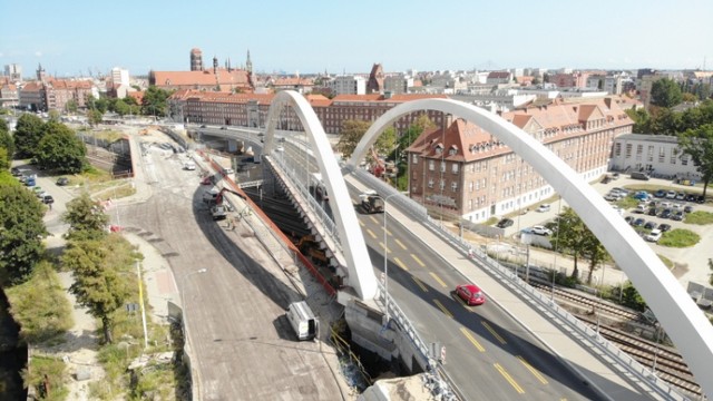 Budowa wiaduktu Biskupia Górka w Gdańsku, sierpień 2019 r.