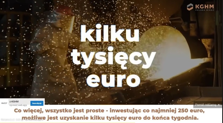 Wielki przekręt na KGHM trwa. Oszuści oferują zyski i reklamują się na popularnych portalach. KGHM ostrzega przed naciągaczami