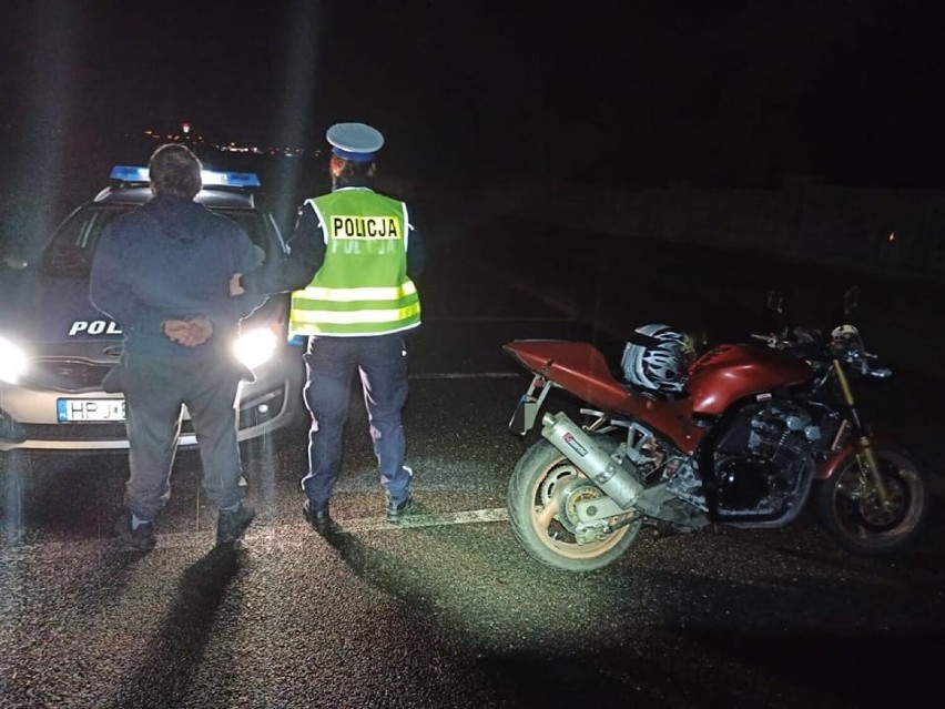 34 letni motocyklista został zatrzymany przez policję...