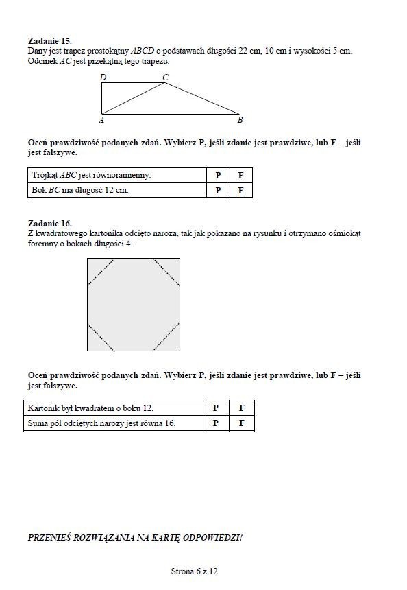 Wielkopolska: Próbny egzamin gimnazjalny z matematyki [ARKUSZE, ODPOWIEDZI]