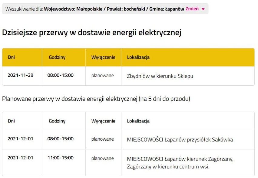 Wyłączenia prądu w powiecie bocheńskim i brzeskim,...