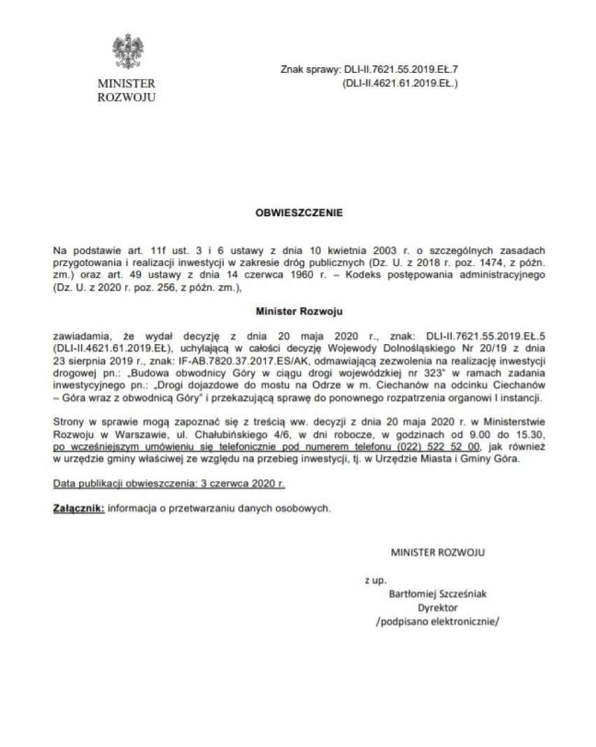 Góra. Wraca temat obwodnicy Góry. Minister uchylił w całości decyzję wojewody o odmowie zezwolenia na realizację tej inwestycji