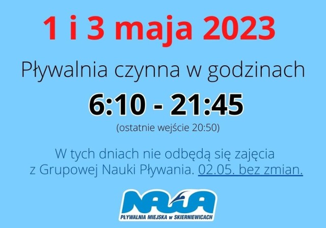 Od poniedziałku, 1 maja, zmianie ulegają godziny otwarcia siłowni przy basenie