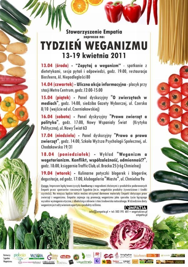 Plakat z programem Tygodnia Weganizmu 2011 w Warszawie