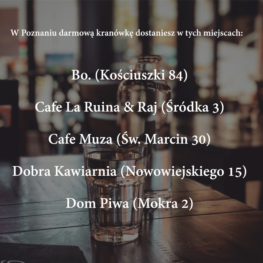 W tych poznańskich restauracjach nie musisz płacić za wodę