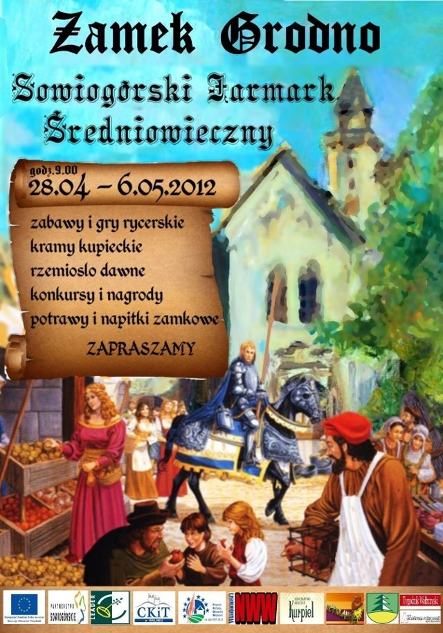 Zagórze Śląskie

Zapraszamy do zamku Grodno na Sowiogórski Jarmark Średniowieczny, który potrwa od 28 kwietnia do 5 maja.  

Tradycyjnie, wiosną w zamku Grodno można wziąć udział w jarmarku średniowiecznym. Tym razem potrwa on od 28 kwietnia do 6 maja. Podczas imprezy na zamku zjawiają się kupcy z epoki średniowiecza, odbywają się turnieje rycerskie bractw polskich i czeskich, można też podziwiać występy kuglarzy, zabawy plebejskie, inscenizacje historyczne. Każdego roku bity jest pamiątkowy &#8222;Denar Walimski&#8221;, można też spróbować swojskiego jadła i zamkowych napitków. 
Imprezie towarzyszą wszyscy mieszkańcy wsi Zagórze Śląskie, którzy są przebrani w stroje historyczne i biorą czynny udział w organizacji jarmarku. Wstęp na teren zamku 10 i 7 zł. Bilety łączone na zamek Grodno i Sztolnie Walimskie kosztuje 18 i 14 zł.
