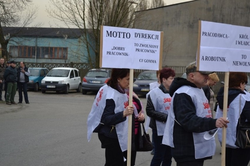 Protest w obronie pracowników Gommy w marcu 2014 roku