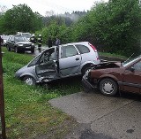 Wypadek w Leszczawie Dolnej. Zderzyły się dwa auta [zdjęcia]