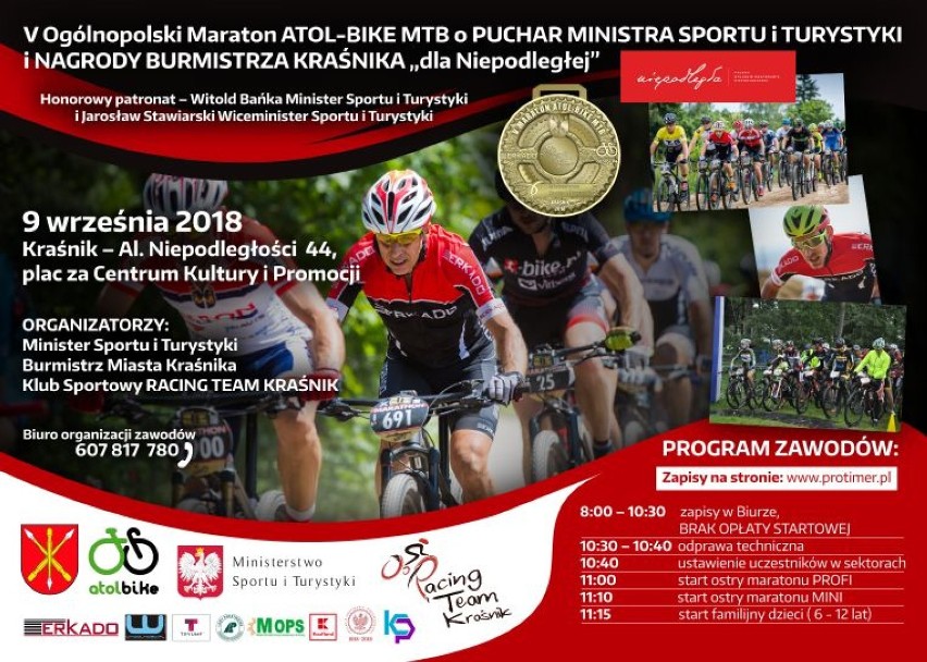 Impreza kolarska w Kraśniku - V Ogólnopolski Maraton ATOL-BIKE MTB "dla Niepodległej"