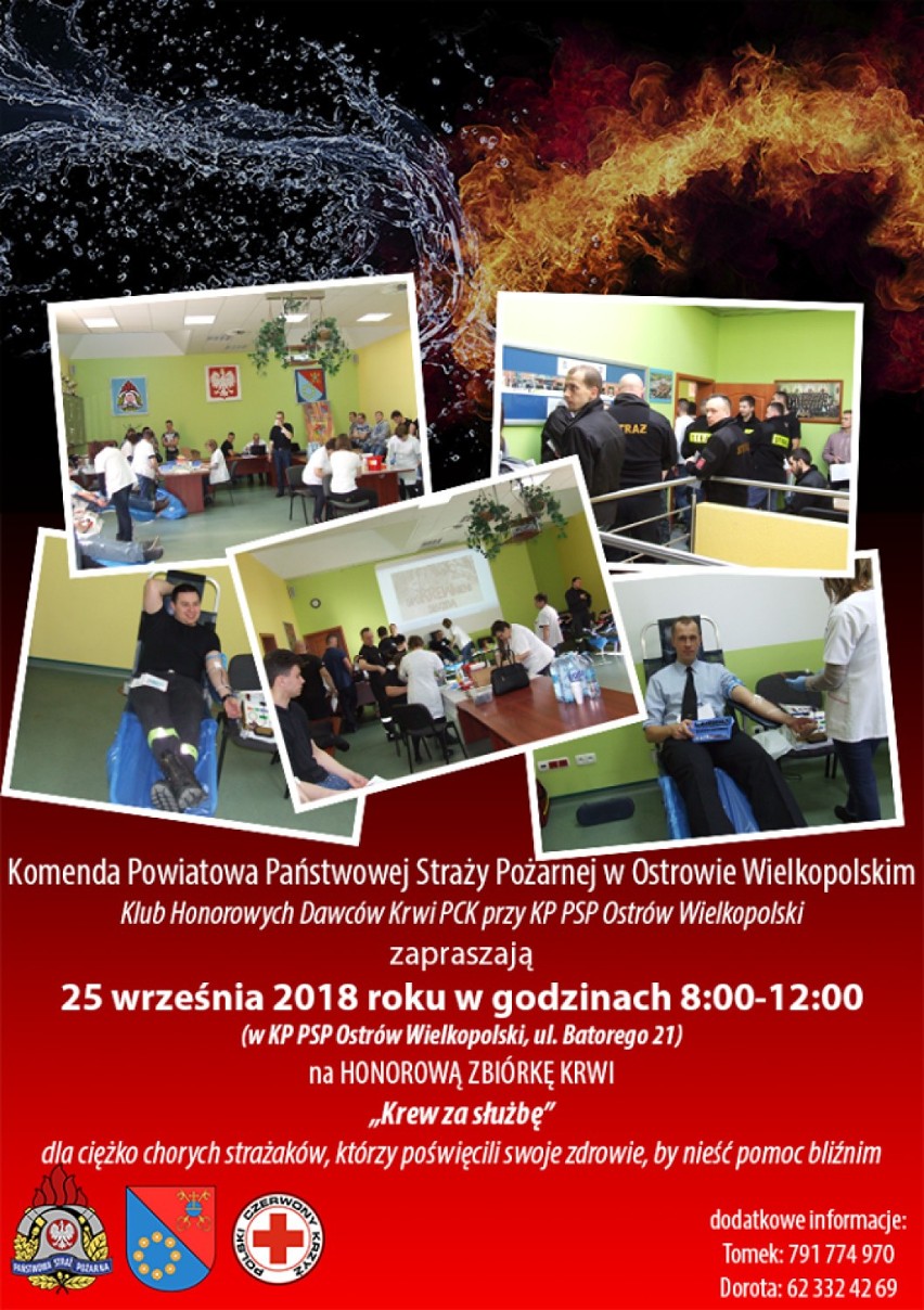 Akcja oddawania krwi i rejestracja dawców szpiku w Komendzie Powiatowej PSP w Ostrowie Wielkopolskim