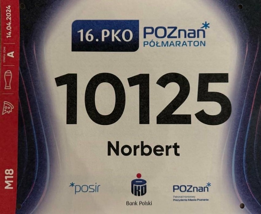 Biegacze z powiatu chodzieskiego na 16. PKO Poznań Półmaraton. Najszybszy z nich był Norbert Zodrow