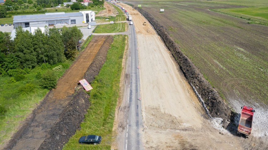 Przebudowa DK 28 Przemyśl - Medyka na zdjęciach z drona.