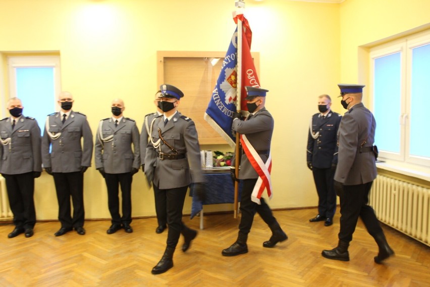 Zmiana komendanta policji w Łasku. Pożegnanie odchodzącego i powitanie nowego