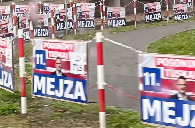 Miasto zostało dosłownie "zasypane" wyborczymi plakatami Łukasza Mejzy