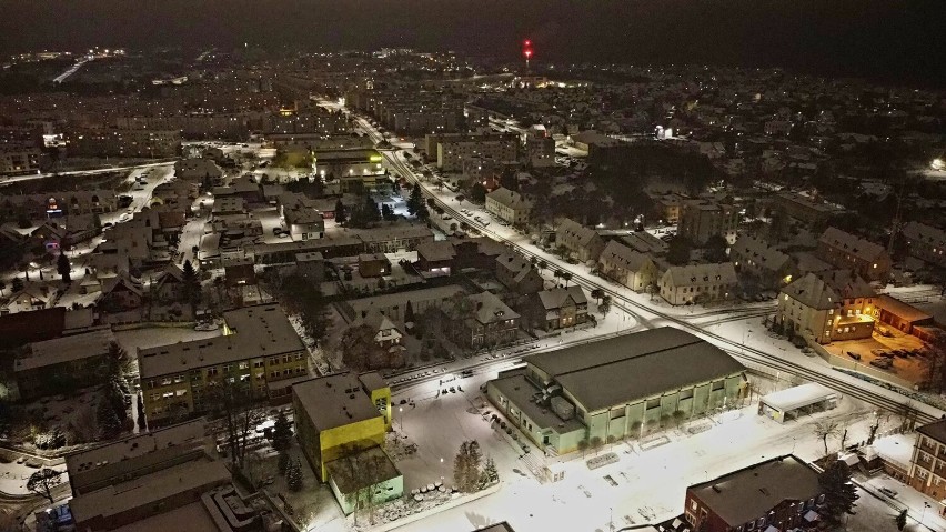 Zimowa Kościerzyna widziana z lotu ptaka