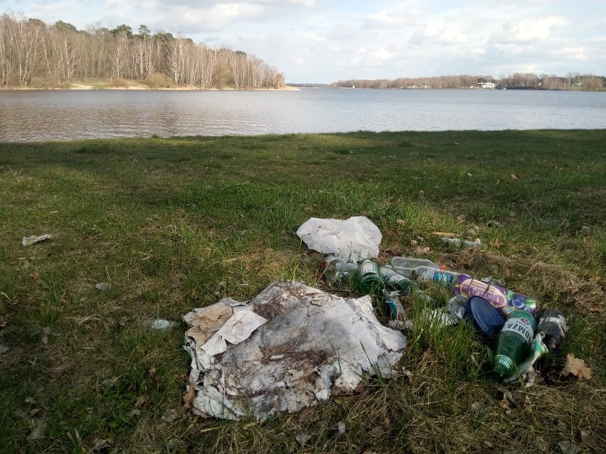 Tak wyglądały brzegi i las nad zalewem w Szałem w dniu 6...