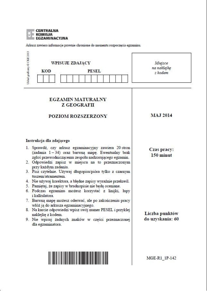 Matura 2014: Geografia - poziom rozszerzony