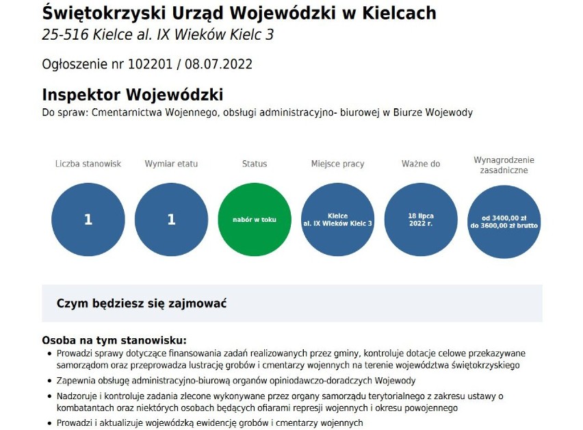 Jest praca w Kielcach! Nowe oferty w urzędach i policji. Na jakie stanowiska trwa rekrutacja? [NOWE OFERTY]
