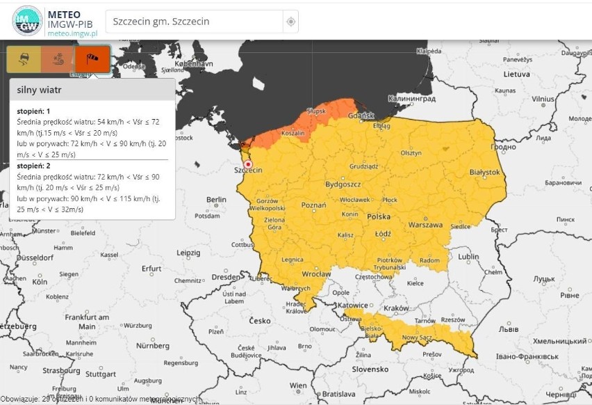 Ostrzeżenia meteo dla Zachodniopomorskiego