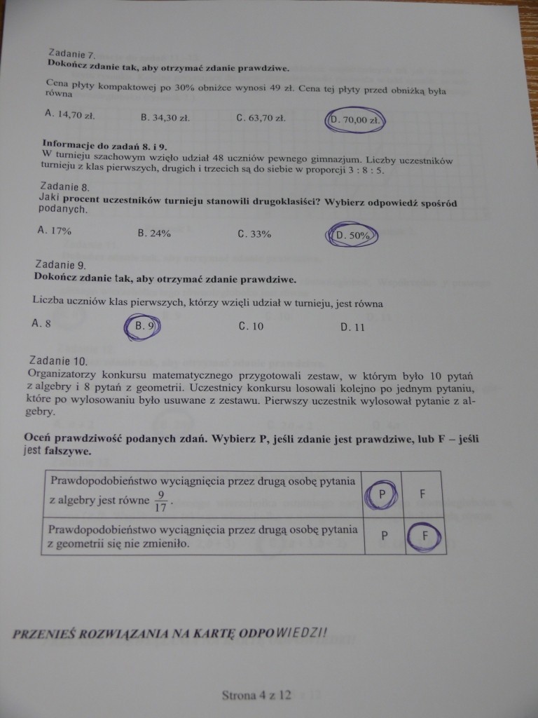 Egzamin gimnazjalny 2012: matematyka [ODPOWIEDZI]