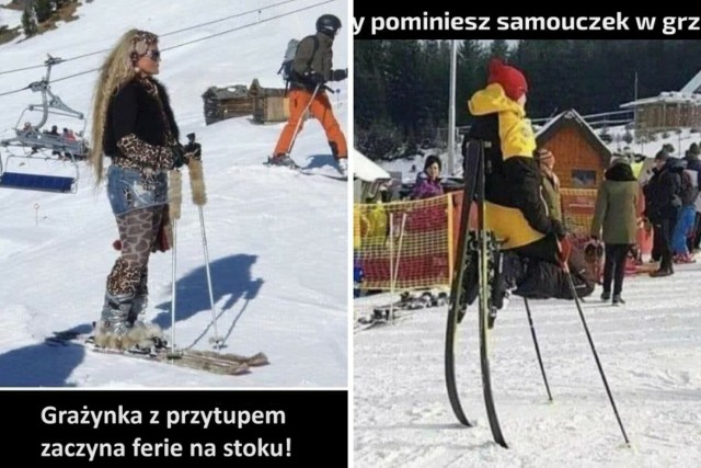 Janusz z Grażyną podbijają stoki. Przejdź do galerii zdjęć i zobacz najlepsze memy o narciarzach i narciarstwie. Uśmiejesz się do łez!