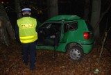 Wypadek na trasie Rokity - Czarna Dąbrówka. Prowadząca vw polo uderzyła w drzewo 