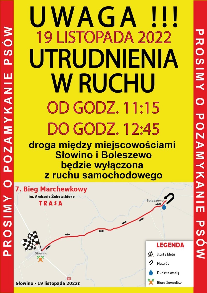 Uwaga - utrudnienia w ruchu w dniu 19.11.2022 r.