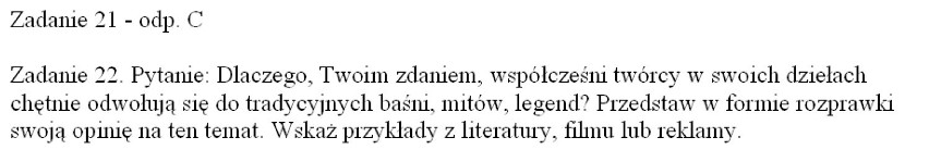 Próbny egzamin gimnazjalny 2013 - język polski - ODPOWIEDZI