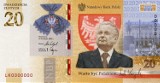 Prezydent Lech Kaczyński na banknocie o wartości nominalnej 20 złotych oraz na złotej monecie. Do kupienia od wtorku. [ZDJĘCIA]