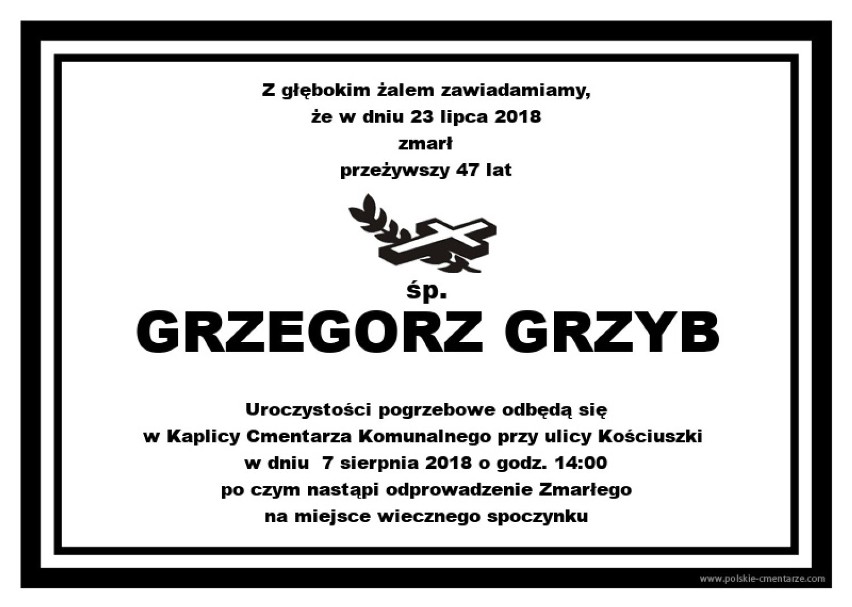 Pogrzeb perkusisty i kolarza Grzegorza Grzyba w następny wtorek, 7 sierpnia, w Stargardzie