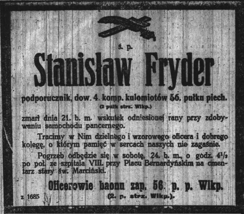 Nekrolog: Kurier Poznański 1920.07.23 R. 15, nr 166