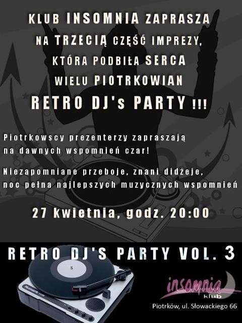 Insomnia zaprasza na trzecią część imprezy Retro DJ's Party