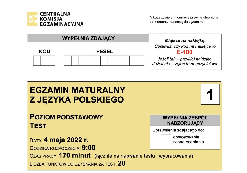 Matura 2022 j. polski. Odpowiedzi, arkusze, zadania [04.05.2022]