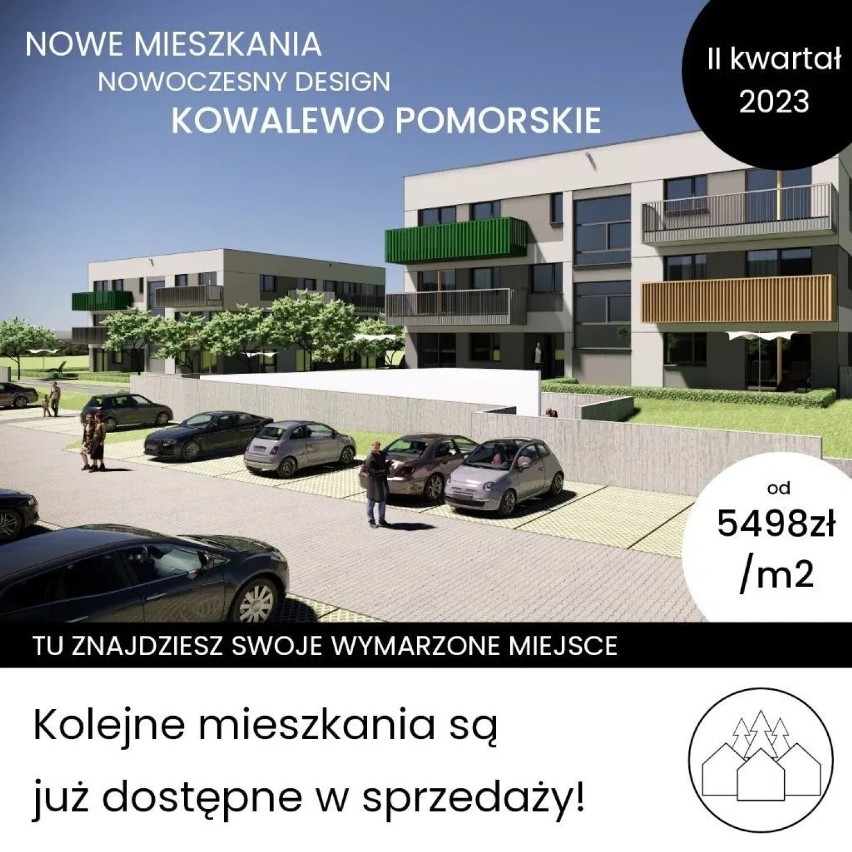 Nowe mieszkania Kowalewo Pomorskie, Podborek, 48,08m2, 2...