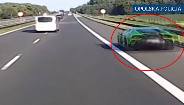 Piracki rajd kierowcy lamborghini na opolskim odcinku autostrady A4.