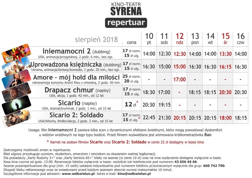 Repertuar kina Syrena w Wieluniu od 10 do 16 sierpnia [ZWIASTUNY]