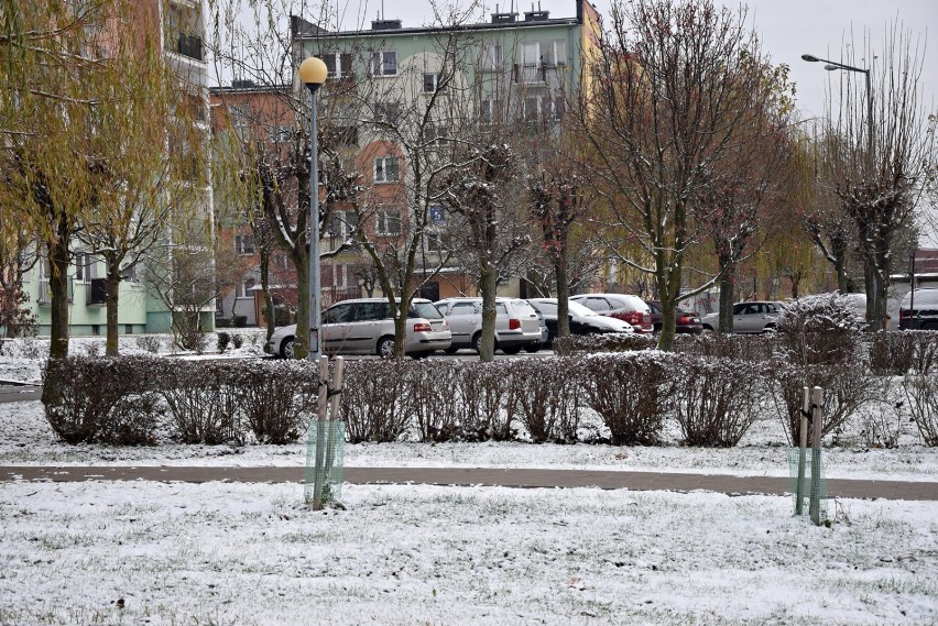 Kraśnik. Spadł pierwszy śnieg - na chodnikach i ulicach miasta robi sie ślisko (ZDJĘCIA)