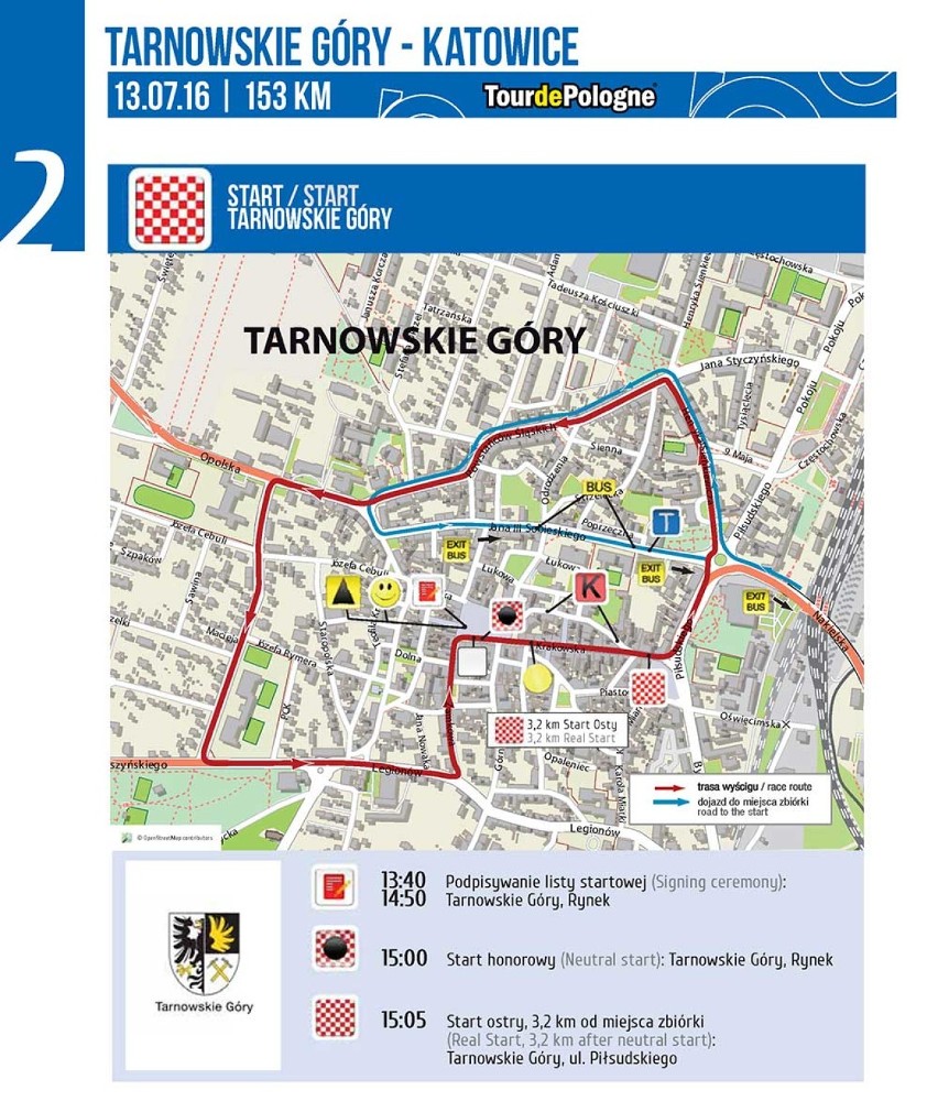 Mapa startu II etapu Tour de Pologne