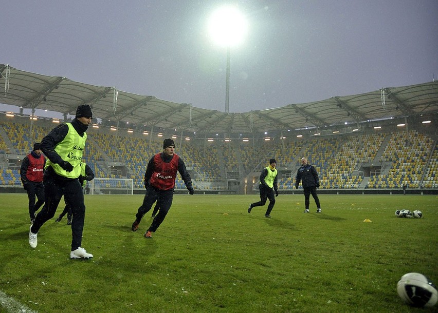 Pierwszy trening Arki na nowym stadionie