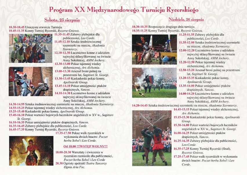 Program XX Międzynarodowego Turnieju Rycerskiego