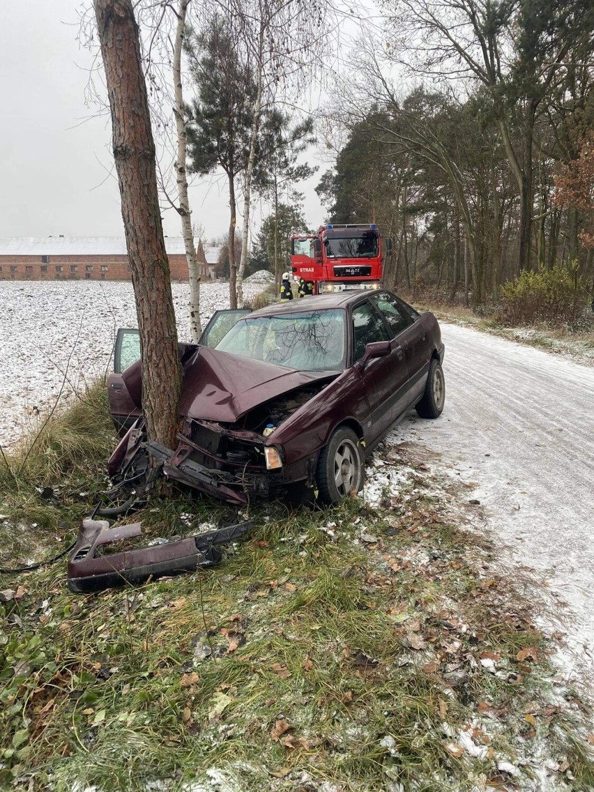 Kierujący samochodem marki Audi 20-letni mieszkaniec gminy Czermin nie dostosował prędkości do warunków panujących na drodze, zjechał na pobocze, a następnie uderzył w drzewo