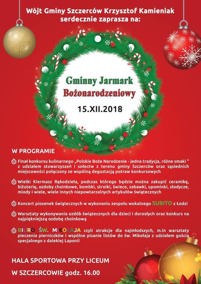 Jarmarki świąteczne będą odbywać się przez cały weekend w Bełchatowie i różnych miejscach powiatu