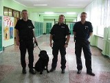 Policja Żory: Funkcjonariusze z Żor i Izby Celnej z psem sprawdzali, czy są narkotyki w szkole
