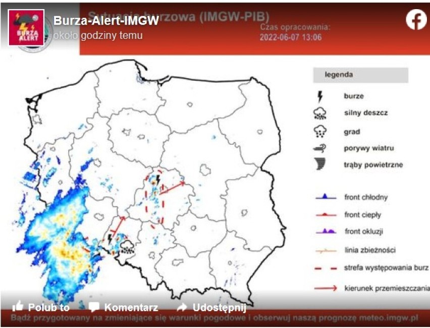 Uwaga ostrzeżeni IMGW przed burzami na Dolnym Śląsku,...
